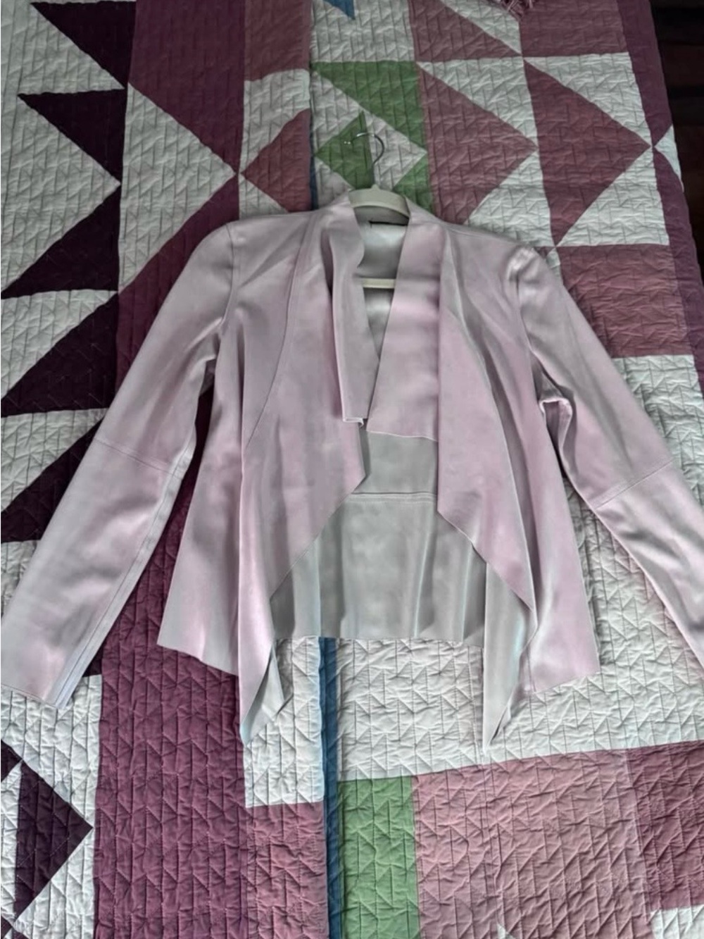 Women's Light Pink Draped Open Jacket